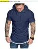 2026 Nova Roupa Masculina de Verão Camisetas com Capuz Masculinas Europeias e Americanas Comércio Exterior Camisetas de Manga Curta Tamanho Europeu para Homens