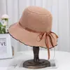 Chapéu de Pescador Novo Estilo de Verão com Proteção Solar para Mulheres, Chapéu de Sol Estilo Coreano, Chapéu de Sol para Uso Externo, Versátil, Chapéu de Palha Estilo Balde Emagrecedor de Rosto