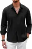 Camisa de Manga Comprida Masculina Primavera e Outono Solta Leve Business Cor Sólida Tops para Meninos Versátil Casual Camisa com Lapela Masculina