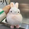 Llavero colgante de coche de conejito lindo de piel de zorro real ins muñeca de peluche bolso mochila adornos de bola de piel 1