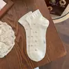Meias Finas Youjiaxiu Primavera e Verão Série Miu com Recortes em Renda Pequenas Florais Meias Cano Curto Lolita com Laço