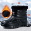 Botas de Lluvia Gruesas y Cálidas para Exteriores con Forro Polar de Invierno Calzado de Lluvia Impermeable de Altura Media Antideslizante de Protección Laboral Genuino para Hombre Zapatos de Algodón para Mujer