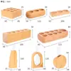 Estante de Madera Maciza para Almacenamiento de Aceites Esenciales, Estante de Exhibición de Madera de Escritorio con Compartimentos para Botellas, Elegante Estante Organizador de Adornos Decorativos de Madera Maciza, Caja Sólida