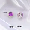 Anel Formato de Ovo com Zircônia Incrustada em Cobre Banhado a Prata Ametista Sintética Acessórios para Pulseira Colar DIY da Xiaohongshu