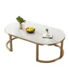 Mesa de Centro Moderna Minimalista em Pedra Sinterizada para Sala de Estar de Casa Mesa de Centro Pequena para Apartamento Oval Ferro Forjado de Luxo Leve Mesa de Chá Celebridade da Internet Atacado