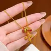 Tienda de Oro Mismo Estilo Oro Arena Fortuna Ladrillo de Oro Mariposa Calabaza Collar Varios Alta Retención de Color Flor de la Suerte Cadena para Clavícula Venta al por Mayor