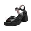 Tacones Altos para Mujer 2024 Verano Nuevo Piel Suave Tacón Grueso para Mujer Zapatos de Plataforma con Suela Gruesa Sandalias Impermeables de Piel de Vaca con Suela Suave