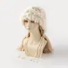Gorro de Piel de Conejo para Mujer, Invierno Engrosado Cálido Trenza de Borlas Gorro de Punto, Protección para las Orejas, Resistente al Frío, Gorro Lei Feng para Viajes en Chuanxi