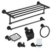 Toallero negro transfronterizo, estante de almacenamiento para baño, toallero de aluminio para espacio de baño, juego de accesorios de ferretería