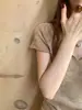 Camiseta de Verano de Gasa Tejida de Manga Corta, Versátil, para el Trabajo y el Ocio, con Cuello en V Delgado, para Mujer