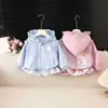 Chaqueta con capucha de retazos de gatito nueva para primavera y otoño para niñas, elegante cárdigan de dibujos animados para bebés niñas