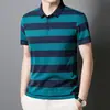 Camisa POLO de Verano Enbu Estilo Nuevo para Hombre Camiseta de Manga Corta Corte Ajustado Cuello Solapa Rayas Moda Versátil Top de Media Manga para Hombre