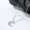 Collar de Luna Creciente de Plata de Ley 925 para Mujer, Cadena Sencilla Versátil para Sudadera con Tachuelas de Diamante, Nueva Cadena de Clavícula de Estilo Ins de Moda