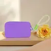 Bolsa de monedas cuadrada de silicona portátil en stock de fábrica, mini bolsa de almacenamiento, bolsa de maquillaje multifuncional