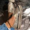 Nova Coleção Primavera 2025 Sapatilhas Slip-On de Solado Grosso Sapatos Casuais Preguiçosos com Lantejoulas e Strass Versáteis Sapatos de Grande Tamanho para Exportação Transfronteiriça