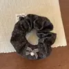 Elástico de Cabelo Scrunchie Plissado de Bolinhas Camada Dupla Coreano Retrô para Coque e Rabo de Cavalo Florido para Mulheres