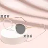 Armazones de Metal para Gafas Redondos Estilo Retro Ojo de Gato Cambia de Color Sensibles a la Luz, Gafas Planas de Moda sin Graduación con Bloqueo de Luz Azul