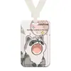 Funda para tarjeta de corazón de niña mapache estudiante de campus tarjeta de comida control de acceso a autobús insignia certificado cordón largo soporte protector