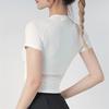 Lulu Ropa de Yoga Top para Mujer Explosivo Deportivo Secado Rápido Ropa de Fitness Correr Manga Corta Elástico Talla Grande Mallas