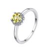 Anillo de Moissanita Transfronterizo para Mujer, Anillo Imitación Colorido, Forma Redonda Versátil Chapado en Oro, Montura de Anillo de Plata de Ley S925, Al por Mayor en Stock