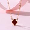 Joyería Seiko Ágata Roja Anillo para Presbicia Collar Mujer Ins Lujo Accesible Moda Elegante Nácar Trébol de Cuatro Hojas Cadena Clavícula