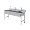 Pia Dupla de Aço Inoxidável com Duas Cubas Estação de Lavagem Pia de Cozinha de Hotel Equipamento Destacável Pia de Limpeza Estilo Minimalista Moderno