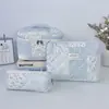 Bolsa de Maquillaje Vertical con Patrón Floral Transfronterizo de Gran Capacidad, Neceser Acolchado con Compartimentos para Llevar en la Mano, Bolsa de Almacenamiento de Maquillaje Portátil para Viaje