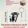 Llavero de Acrílico de Vaca Nuevo Lindo Creativo 2D Colgante para Coche Decoración Festiva Colgante Plano para Mochila