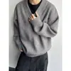 Suéter de invierno de cuello en V estilo vintage para hombre, capa base moderna estilo americano, gris, para usar en capas, suéter de punto casual, prenda exterior, capa interior