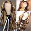 Peluca de comercio exterior moda europea y americana reflejos color piano cabello rizado de onda grande peluca africana caliente con encaje frontal