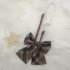 Corbata marrón para mujer, estilo japonés JK, estilo universitario, camisa libre, corbata DK, corbata pequeña retro corta y relajada a cuadros para hombre
