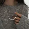 Colar Suéter Minimalista Único e Sofisticado para Mulheres, Moda Vintage Simples Versátil Contas Grandes e Pequenas