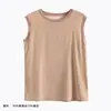 Camisole de Seda Nova Estilo Primavera e Verão de Luxo Leve para Mulheres, Cor Sólida Gola Redonda, Camada Base de Seda Pura com Acabamento em Renda