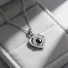 Collar de Proyección de Corazón de Amor Clásico Más Vendido de Comercio Exterior para Mujer, Acero de Titanio, No se Desvanece, Colgante Simple de Circonita Microincrustada para el Día de San Valentín