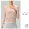 Nuevo top de yoga con copa fija, camiseta de fitness de manga larga ajustada para mujer, no necesita usar sujetador, top de entrenamiento de Pilates, camiseta deportiva