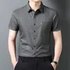 Camisas de Manga Curta para Homens de Meia-Idade e Idosos, Camisas Casuais de Negócios de Verão com Bolsos Reais, Camisas Finas e Respiráveis de Meia-Manga para Homens