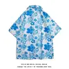 Camisa Cubana de Manga Corta de Verano para Hombres y Mujeres Moderna Ins Retro Japonés Casual Holgada Hawaiana Floral Camisa de Pareja