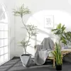 Decoração de Planta Artificial Verde, Planta de Interior Simulada de Nandina em Vaso, Enfeites Grandes de Chão, Paisagismo com Planta Biônica para Sala de Estar