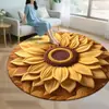 Manta de Veludo Cristal Flor de Girassol Transfronteiriça Avançada para Casa Sala de Estar Quarto Mesa de Café Tapete de Chão Resistente à Sujeira Antiderrapante Tapete Fresco