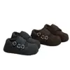 Mollykiki Estilo Coreano Retro Lana Punta Redonda Correa con Hebilla Invierno 2025 Nuevos Zapatos Birkenstock Slip-On