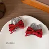 Acessórios de Cabelo de Coelho com Orelhas e Laço de Lantejoulas Vermelhas para Crianças, Grampo de Cabelo de Princesa, Tiara Fofa para Bebê Menina