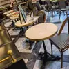 Mesa de Comedor Francesa Restaurante Occidental Mesa de Mármol de Roca Cafetería Tienda de Té con Leche Balcón Jardín Mesa y Silla de Ratán para Exteriores