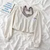 Suéter falso de duas peças feminino curto primavera e outono fino design coreano chique senso de design nicho início do outono início do outono top moda ins