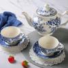 Comercio Exterior Reino Unido Exportación Hogar Devon Taza de Café de Cerámica Tetera Azul y Flor Azucarero Lechero Estilo Europeo Pequeño Lujo