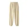 Calça feminina para casa adequada para uso externo, calça feminina de fleece macio para o inverno, espessa e quente, amiga da pele, modelagem solta, calça casual com punho