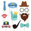 Juego de 21 piezas con punta de pegamento de bambú para fiestas temáticas del Día del Padre, accesorios para fotos, tarjetas fotográficas al por mayor