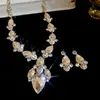 Pendientes de Borla de Diamante Estilo Palacio Francés Collar Cadena de Suéter Exagerada Exquisita de Gama Alta Moda Elegante Collar para Mujer
