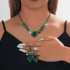 Aretes y Collar de Zirconia Super Brillante con Forma de Corazón de Espiga de Trigo, Cadena para Clavícula de Lujo Ligero de Gama Alta, Accesorio de Cuello Versátil Elegante y Moderno