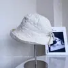 Chapéu de Pescador Simples com Laço Estilo Japonês para Mulheres, Leve e Quente Chapéu de Balde de Inverno, Elegante Versátil Tecido Chapéu Tendência