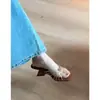 Primeiro encontro com Jipo: Sandálias douradas estilo francês, perfeitas para usar ao ar livre, bonitas e confortáveis, sandálias romanas de salto alto